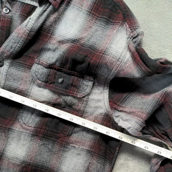 🍑Men Flannel Shirt Fall Winter Button-Down Flap Pocket Casual Plaid LARGE - Picture 9 of 13